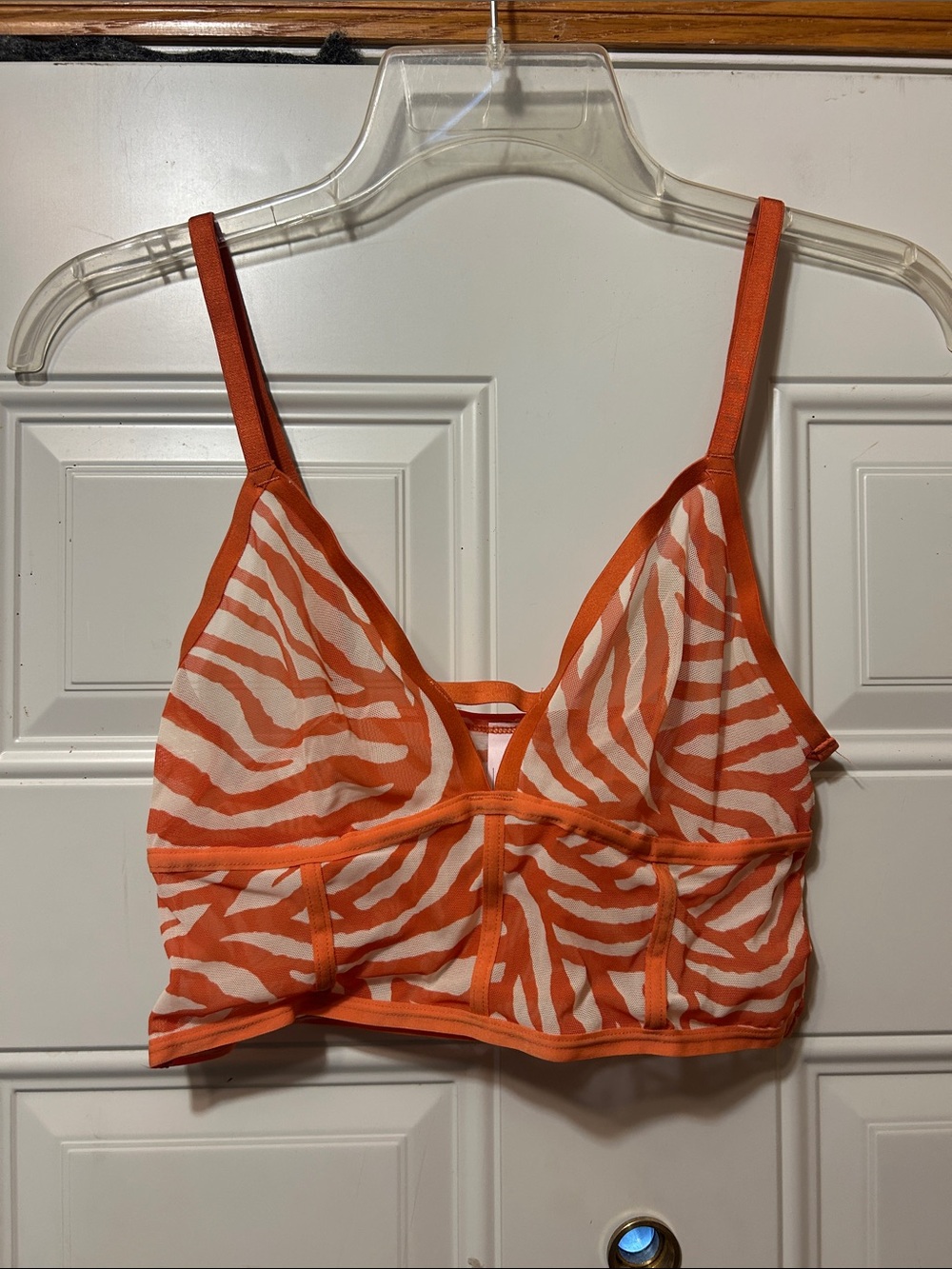 Orange Zebra Sheer Bralette - Women Intimates S